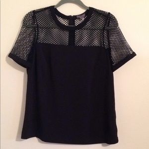 VINCE CAMUTO black fishnet  top